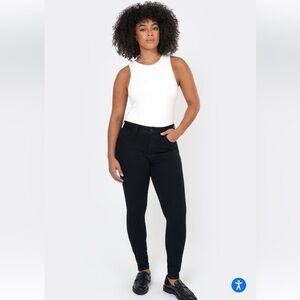 Seven 7 Mid Rise Skinny Black Coated Jeans